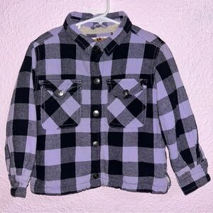 Kids Plaid Button-Down Shirt - Lavender and Black